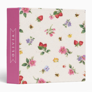 Personalized Strawberry Garden Bee Cottagecore Binder