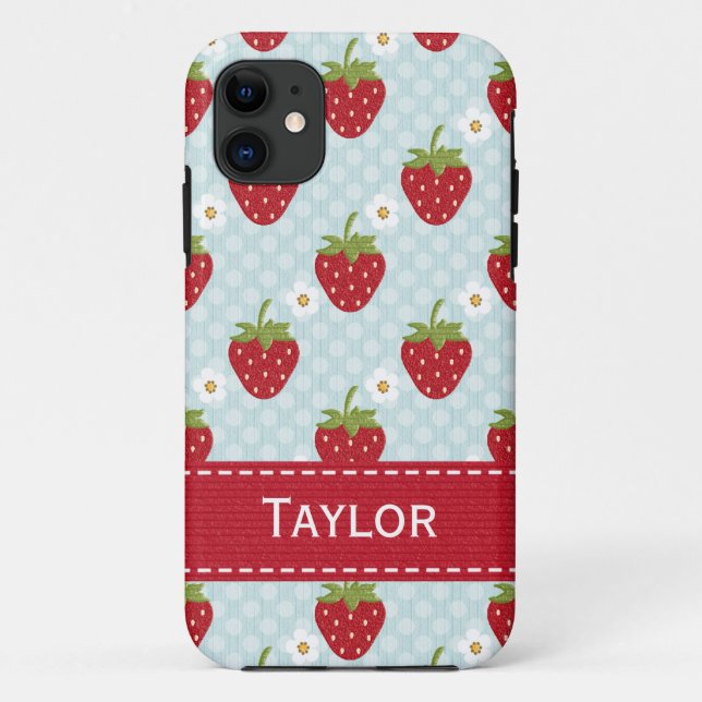 Personalized Strawberry iPhone 5 Case Blue (Back)