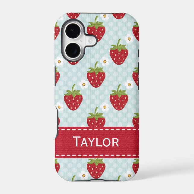 Personalized Strawberry iPhone 5 Case Blue (Back)