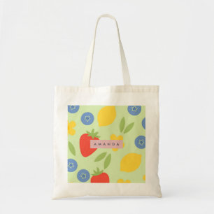 Personalized Strawberry Lemon Blueberry Fruit Tote Bag