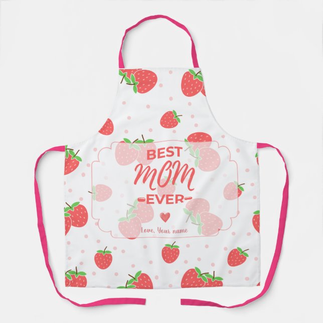 Personalized Strawberry Mom Apron (Front)