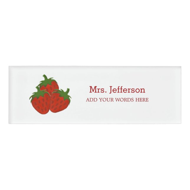 Personalized Strawberry Nametag Name Tag (Front)