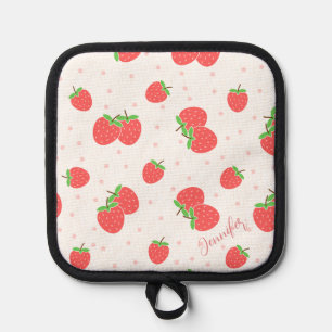 Personalized Strawberry Oven Mitt Cute Custom Kitc Pot Holder