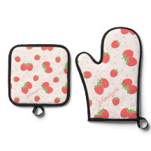 Personalized Strawberry Oven Mitt Cute Custom Kitc