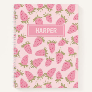 Personalized Strawberry Pattern Notebook