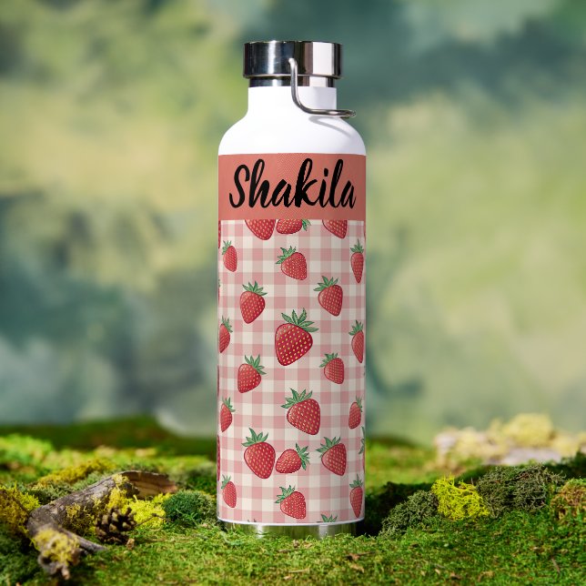 Personalized Strawberry Pattern Water Bottle Gift (Outdoor (Rotated))