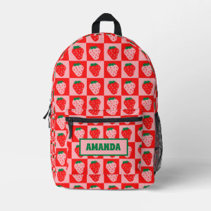 Personalized Strawberry Printed Backpack