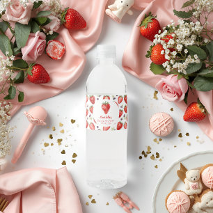 Personalized Strawberry Sweet Baby Shower Water Bottle Label