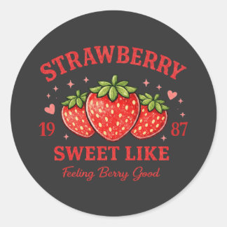 Personalized Strawberry Sweet Custom Birth Year Classic Round Sticker