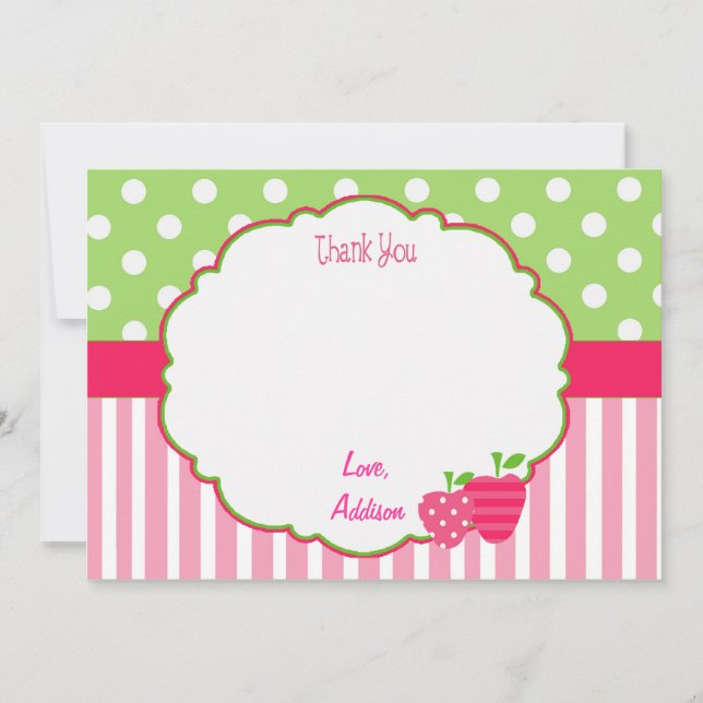 Personalized Strawberry Thank You Card (Front)
