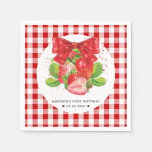 Personalized Strawberry Theme Birthday Cute Summer Napkin
