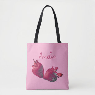 Personalized Strawberry Tote Bag