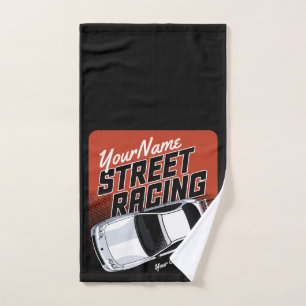 Personalized Street Racing Race Car Motorsport  Bath Towel Set