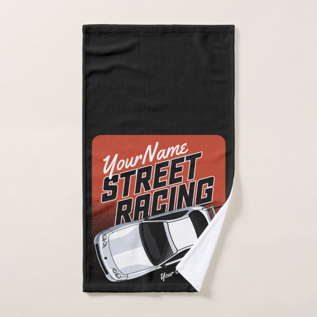 Personalized Street Racing Race Car Motorsport  Bath Towel Set (Hand Towel)
