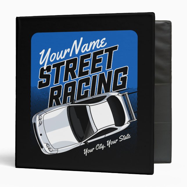 Personalized Street Racing Race Car Motorsport Binder (Front/Inside)