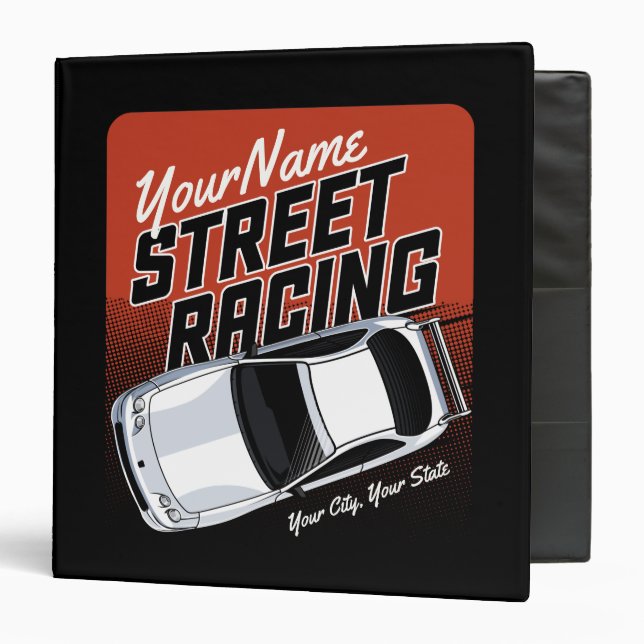 Personalized Street Racing Race Car Motorsport Binder (Front/Inside)
