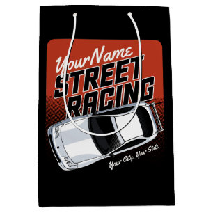 Personalized Street Racing Race Car Motorsport Medium Gift Bag