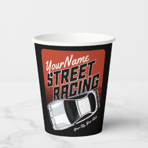 Personalized Street Racing Race Car Motorsport Paper Cups