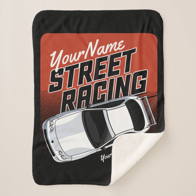 Personalized Street Racing Race Car Motorsport  Sherpa Blanket (Front)