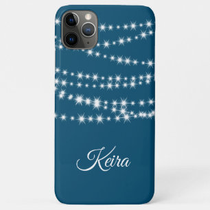 Personalized String Lights on blue iPhone 11 Pro Max Case