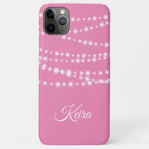 Personalized String Lights on pink iPhone Case
