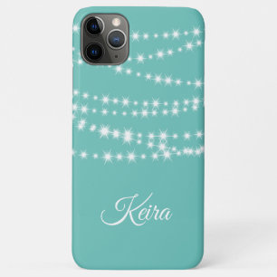 Personalized String Lights on turquoise iPhone 11 Pro Max Case
