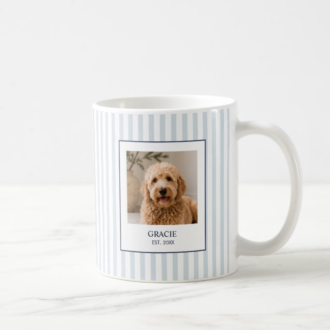 Personalized Stripe Pet Name Photo Coffee Mug (Right)