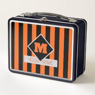 Personalized Stripe Pick Name and Back Colours Metal Lunch Box