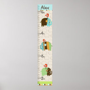 Personalized Striped African Elephant Growth Chart