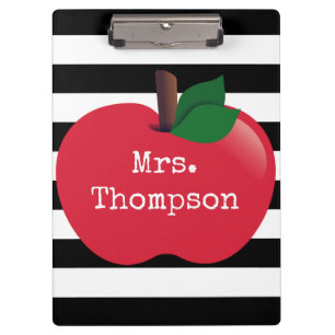 Personalized Striped Apple Clipboard