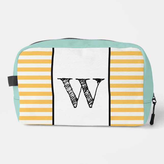 Personalized Striped Bag with Aqua Trim (Front)