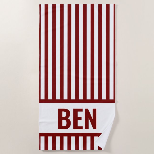 Personalized Striped Beach Bridal Party Towel (Front)
