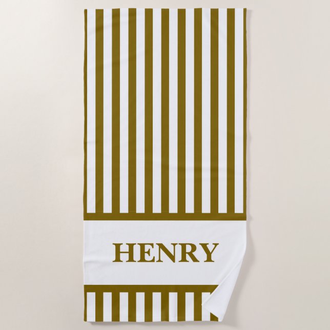 Personalized Striped Beach Bridal Party Towel (Front)