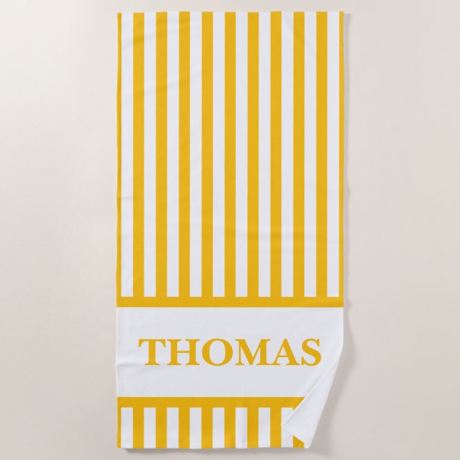 Personalized Striped Beach Bridal Party Towel (Front)