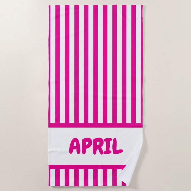 Personalized Striped Beach Bridal Party Towel (Front)