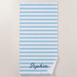 Personalized Striped Beach Towel, Custom Name Pool Towel