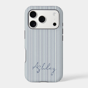 Personalized Striped Blue Tones Minimalist Chic