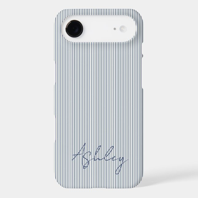 Personalized Striped Blue Tones Minimalist Chic (Verso)