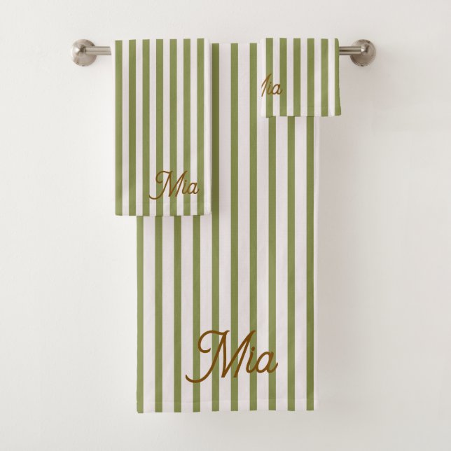 Personalized Striped Custom Name Bath Towel Set (Insitu)