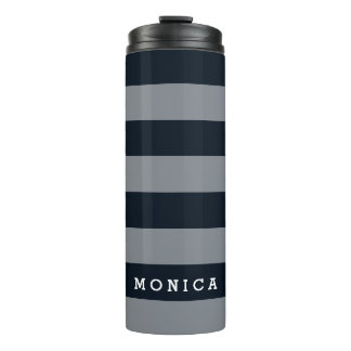 Personalized |  Striped dark blue Thermal Tumbler
