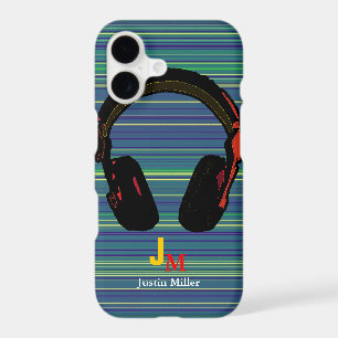 personalized striped dj headphone