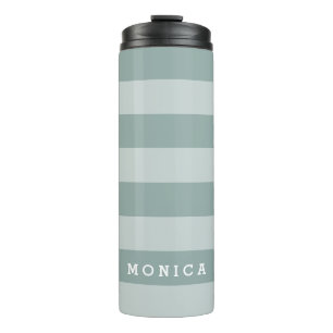 Personalized    Striped dusty blue Thermal Tumbler