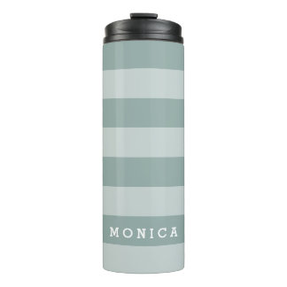 Personalized | Striped dusty blue Thermal Tumbler