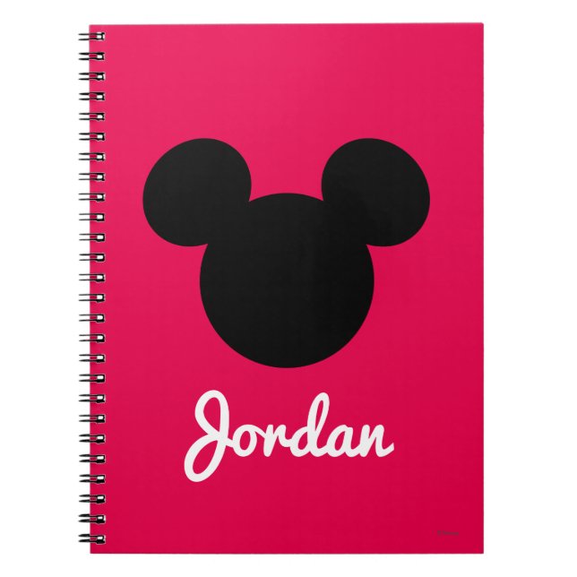 Personalized Striped Mickey Head Silhouette Notebook (Front)