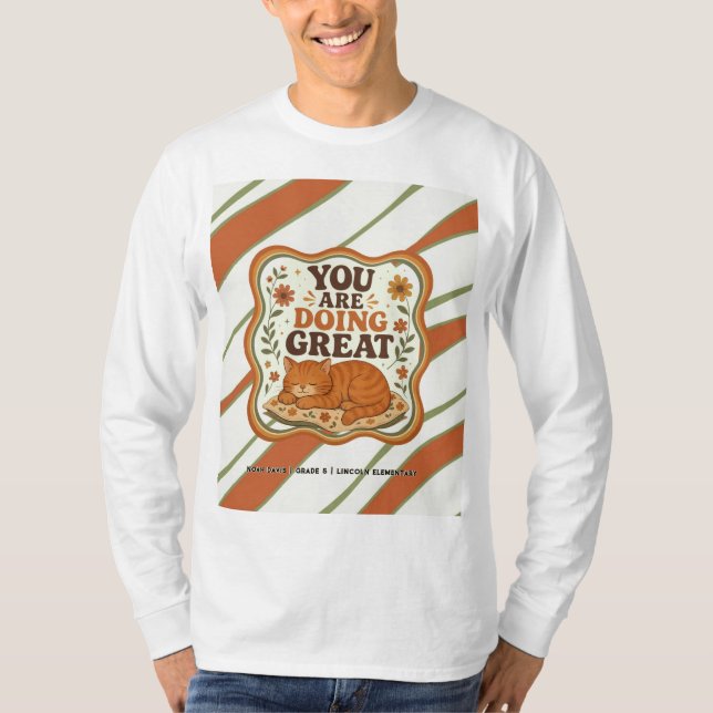 Personalized Striped Orange Cat College Shirt (Front)