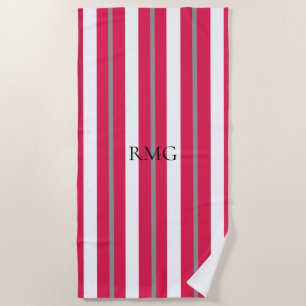 Personalized Striped Red Beach Towel