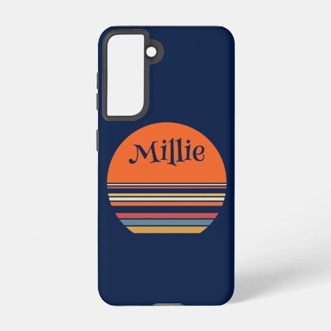 Personalized Striped Retro Sunset  Samsung Galaxy S21 Case (Back)