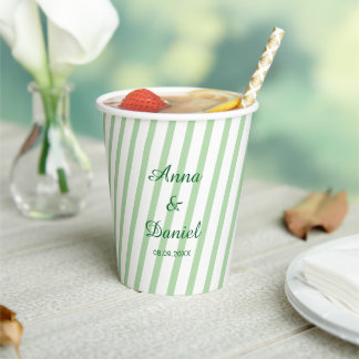 Personalized Striped Wedding Bachelorette Party Paper Cups