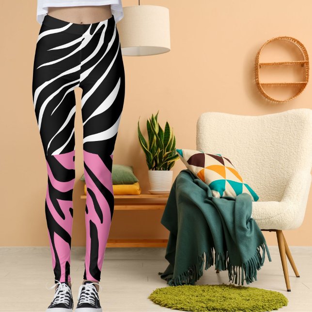 Personalized Stripes Big Cat Print Wild Animal Fun Leggings (Creator Uploaded)