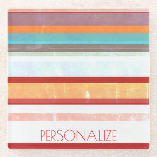 Personalized Stripes Glass Coaster